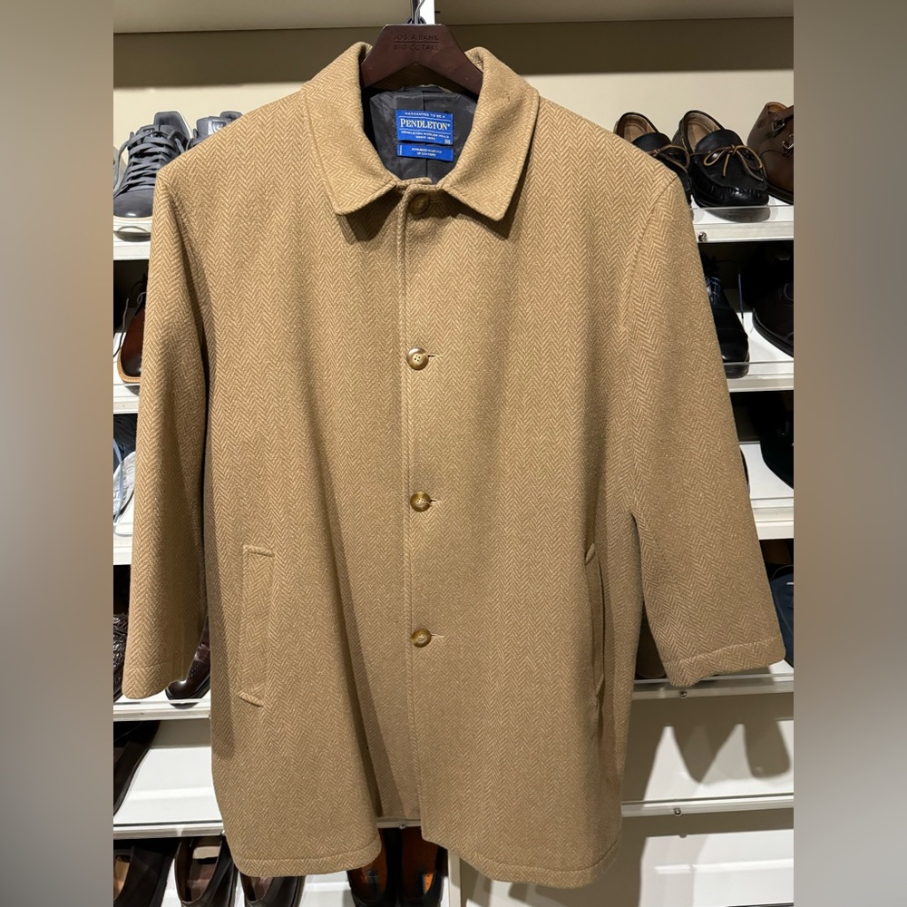 Pendleton Camel Color Herringbone Wool Coat. - image 1